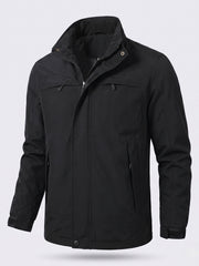 Leichte Herren-Hoodie-Canvas-Jacke mit verdecktem Reißverschluss vorne und Brustreißverschlüssen Nord Taschen – 2819 Schwarz (dünn)