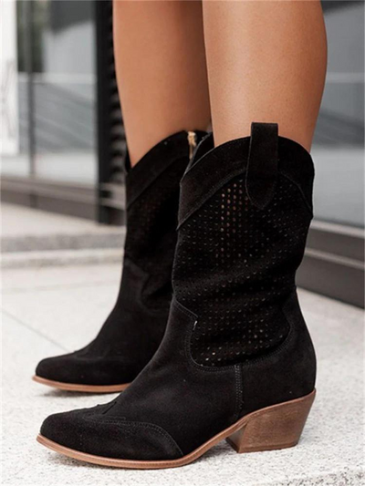 Weiße Cowboystiefel aus veganem Leder – Bestickter Westernstil