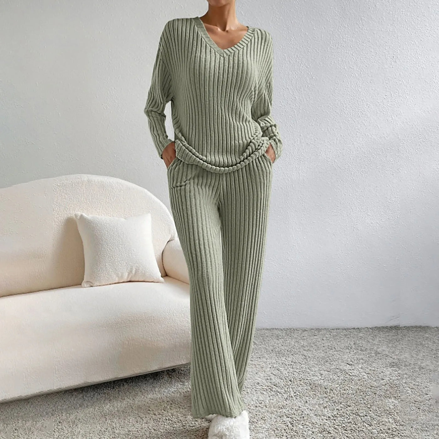 Daphne – stilvolles zweiteiliges Set mit geripptem design für damen