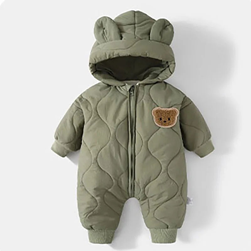 Kapuzen-Winteroverall mit Bärenmotiv für Babys – Warm & Flauschig
