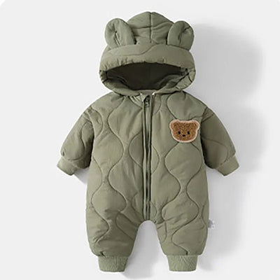 Kapuzen-Winteroverall mit Bärenmotiv für Babys – Warm & Flauschig