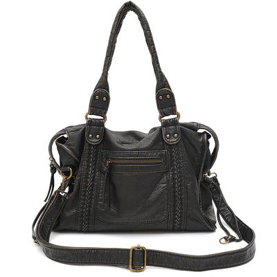Vintage Vegan Schultertasche – Elegante Damen Crossbody Bag aus Eco-Leder