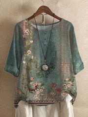 Damenbluse mit Blumenmuster und lockerer Passform – Grün