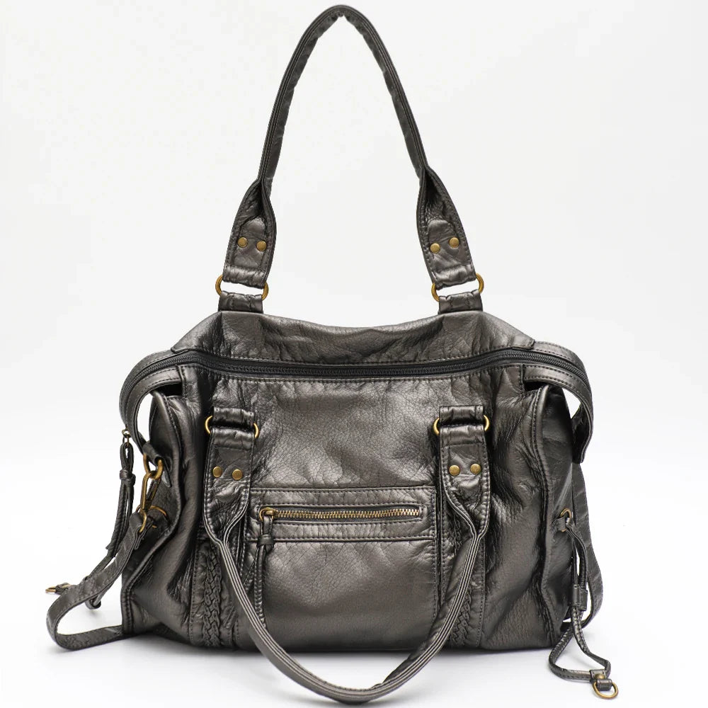 Vintage Vegan Schultertasche – Elegante Damen Crossbody Bag aus Eco-Leder