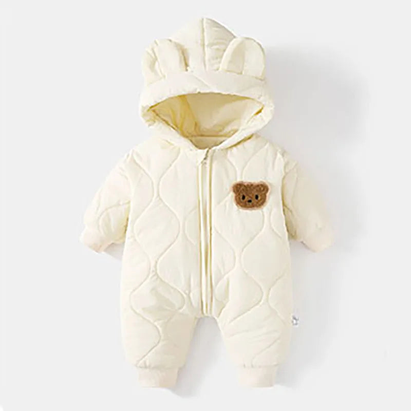 Kapuzen-Winteroverall mit Bärenmotiv für Babys – Warm & Flauschig