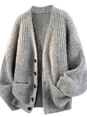 Galienne - Oversize-Strickjacke mit V-Ausschnitt in Soft-Touch-Qualität – Grau