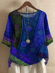 Damenbluse mit Blumenmuster und lockerer Passform – Blau/Violett