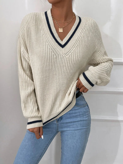 Marina | Gestreifter Waffelstrick-Pullover