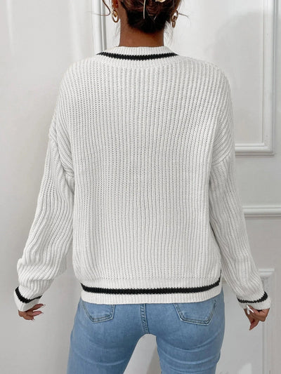 Marina | Gestreifter Waffelstrick-Pullover