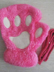 Kitty | Fingerlose Handschuhe mit Pfotenabdruck – Rosa