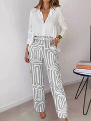 Clara | Stilvolles Blusen-Hosen-Set für Damen – Grau