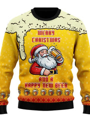 Karl | Herren Lustiger Bier-Weihnachtspullover – Gelb