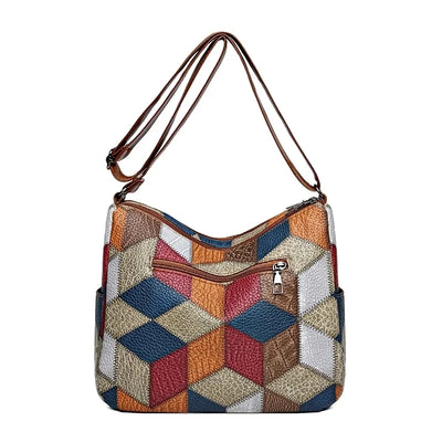 Vintage Straw Tote Strandtasche – Große Handgewebte Tasche mit Vegan-Leder