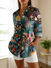 Astrid | Farbenfrohe Musterbluse für Damen – S bis 3XL – Grün