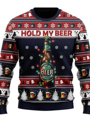 Karl | Herren Lustiger Bier-Weihnachtspullover – Mehrfarbig / Bier Druck