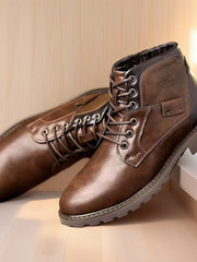 Schnürstiefeletten Herren in Lederoptik – Braun