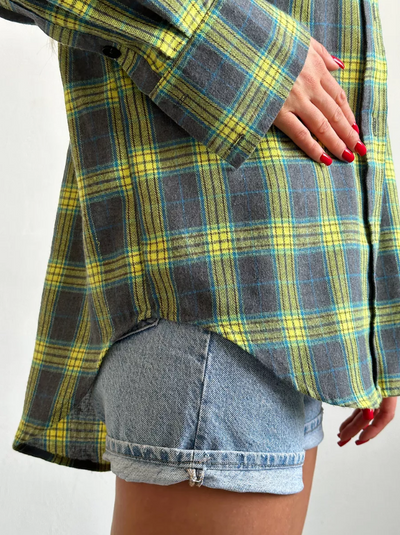 Elegantes kariertes flanellhemd für damen