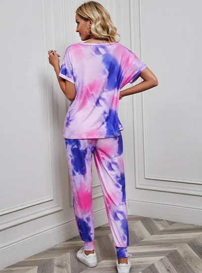 Ibo - set bestehend aus hemd und Hose im batikmuster in pink und blau