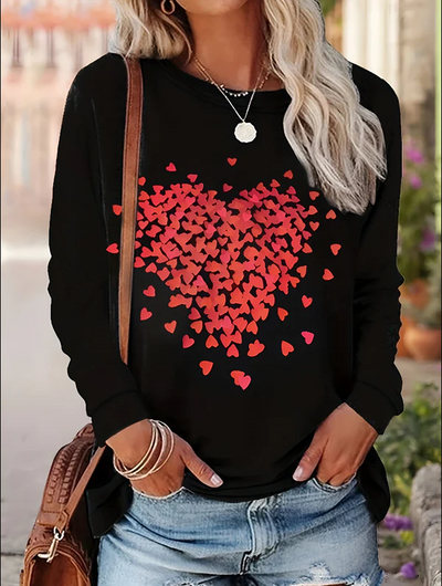 Iva | langarm-top mit herz-print