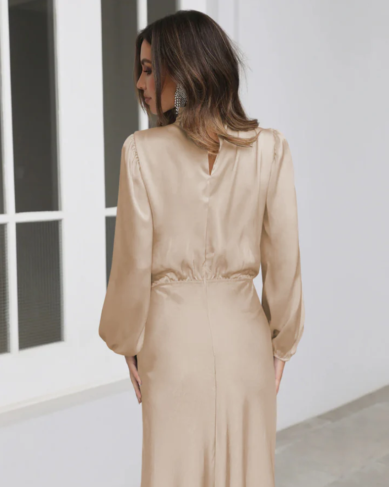 Berit | elegantes satinkleid mit puffärmeln