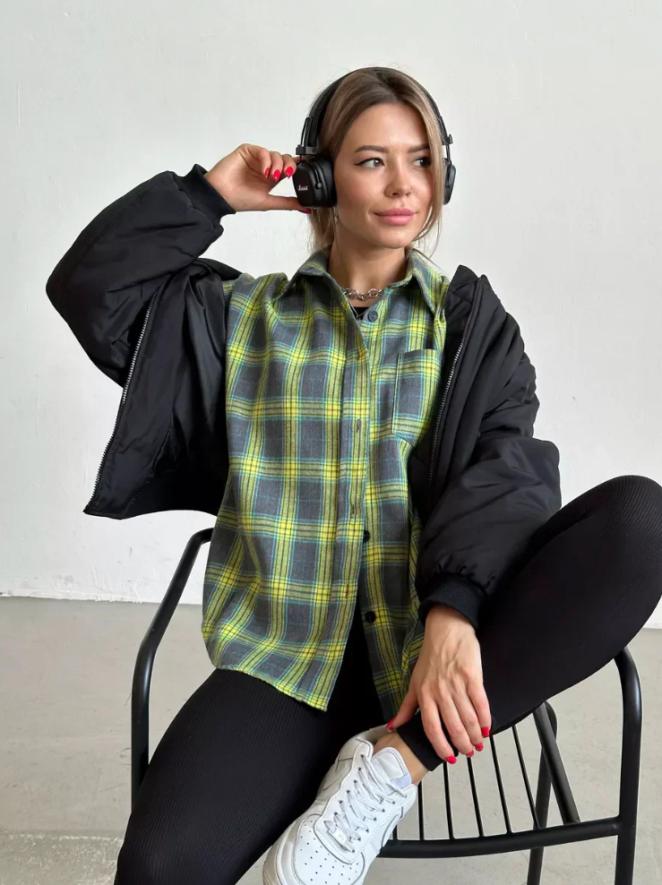 Elegantes kariertes flanellhemd für damen
