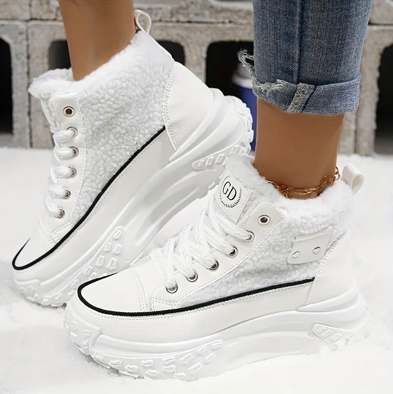 Gemütlich – mit fleece gefütterte schneestiefel für den lässigen winterstil für damen