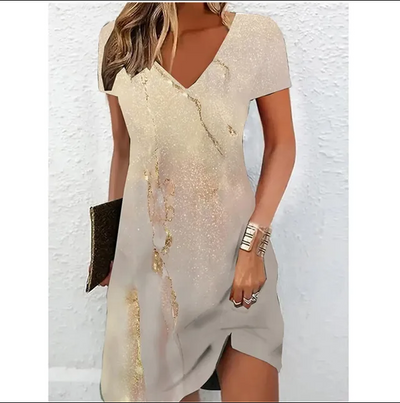 Bianca – beiges glitzer-cocktailkleid