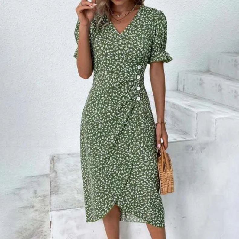 Amalia - schickes midi-wickelkleid für damen pure eleganz