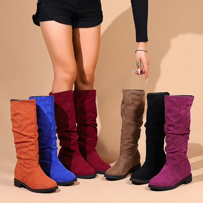 Runde zehenstiefel mit mittlerer schafthöhe für damen