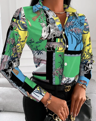Retro-inspirierte bluse mit zeitloser eleganz für damen