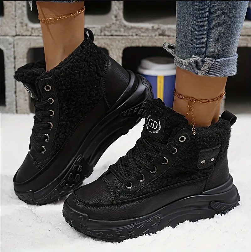 Gemütlich – mit fleece gefütterte schneestiefel für den lässigen winterstil für damen