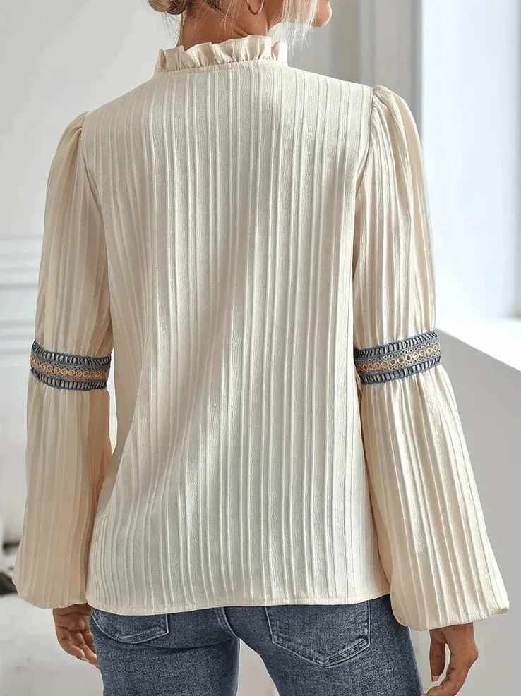 Bluse mit raffinierten puffärmeln für damen