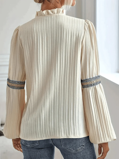Bluse mit raffinierten puffärmeln für damen