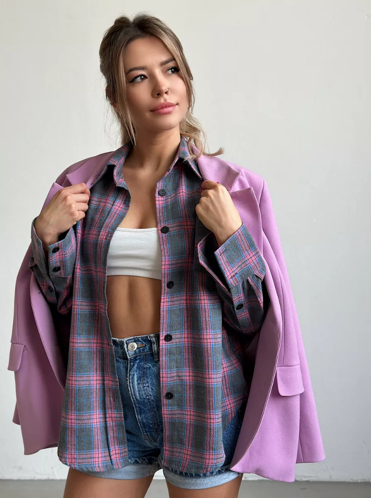 Elegantes kariertes flanellhemd für damen