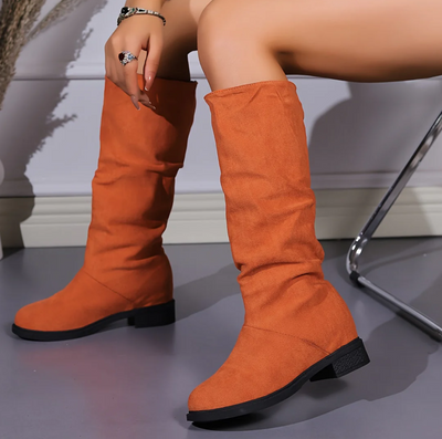 Runde zehenstiefel mit mittlerer schafthöhe für damen