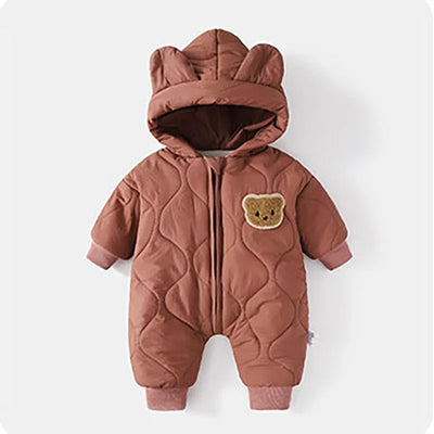 Kapuzen-Winteroverall mit Bärenmotiv für Babys – Warm & Flauschig
