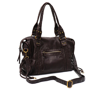 Vintage Vegan Schultertasche – Elegante Damen Crossbody Bag aus Eco-Leder