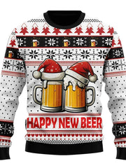 Karl | Herren Lustiger Bier-Weihnachtspullover – Weiß