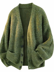 Galienne - Oversize-Strickjacke mit V-Ausschnitt in Soft-Touch-Qualität – Grün