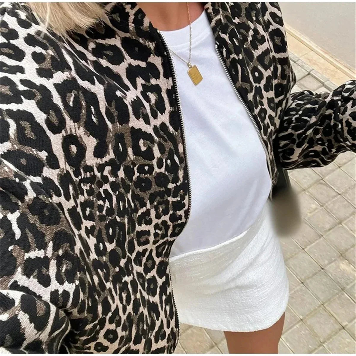 Damen Bomberjacke mit Leopardenmuster