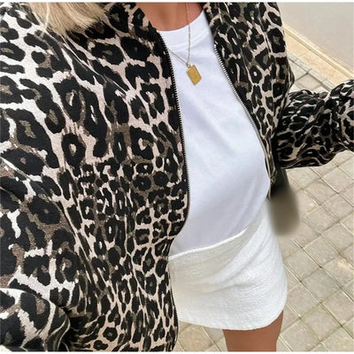 Damen Bomberjacke mit Leopardenmuster