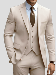 Christoph | Herren Dreiteiliger Formeller Büroanzug-Set – Creme