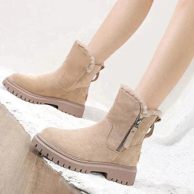 Mit wolle gefütterte reißverschlussstiefel für damen