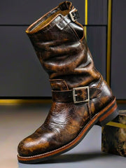 Stiefel Herren mit Schnallen Vintage – Dunkelbraun