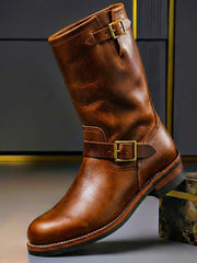 Stiefel Herren mit Schnallen Vintage – Braun