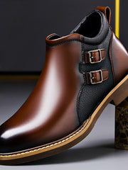 Oliver | Exklusive und Stilvolle Herren-Lederstiefel für den Winter – Cognacbraun