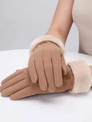 Touchscreen-Winterhandschuhe mit Innenfutter – Braun