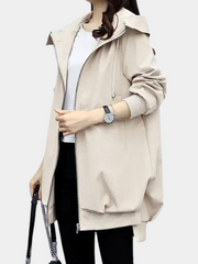 Übergangsjacke Damen | Windjacke Damen | Kapuze & Stehkragen für starken Windschutz – Beige