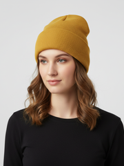 Gestrickte Wintermütze mit warmer Isolierung – Ingwer