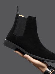 Hohe Herrenstiefel aus Wildleder – Schwarz